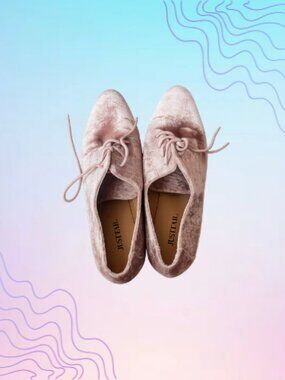 JUSTFAB Pink Velvet Oxfords